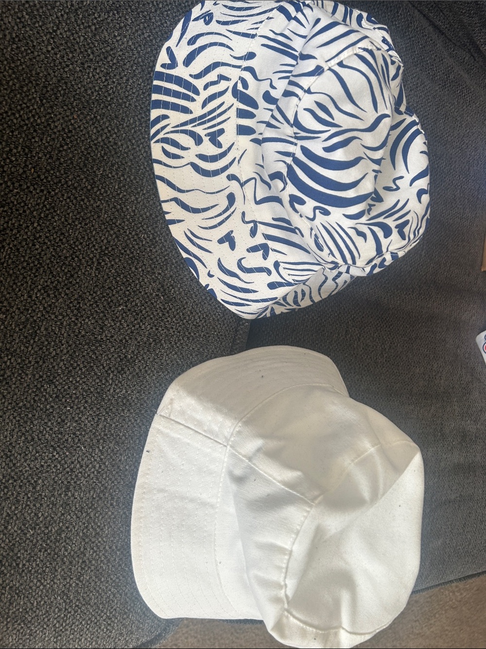 Bucket Hat - White & Navy Zebra Print